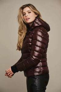 Model wearing Rino & Pelle - Jarno Jacket in Prune.