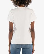 Load image into Gallery viewer, Model wearing Kut from the Kloth - Remington - Scoop Neck S/S T-Shirt in Ivory - back.
