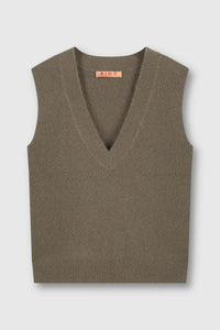 Rino & Pelle - V-Neck Sweater Vest in Taupe.