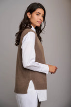 Load image into Gallery viewer, Model wearing Rino &amp; Pelle - V-Neck Sweater Vest in Taupe.
