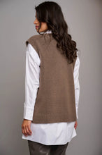 Load image into Gallery viewer, Model wearing Rino &amp; Pelle - V-Neck Sweater Vest in Taupe - back.
