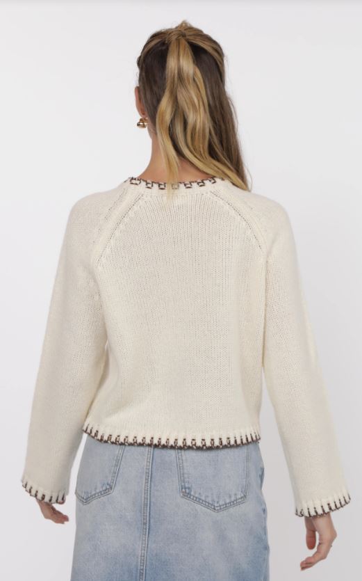 Sage the Label - Reyna Contrast Stitch Detail Sweater