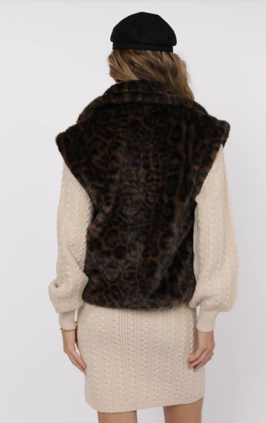 Sage the Label - Waverly Leopard Faux Fur Oversized Vest