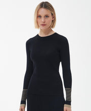 Load image into Gallery viewer, Model wearing Barbour Marlene Knit in Black.
