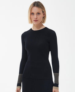 Model wearing Barbour Marlene Knit in Black.
