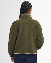 Load image into Gallery viewer, Model wearing Barbour Violetta Fleece in Dark Moss - back.
