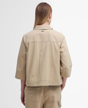 Load image into Gallery viewer, Model wearing Barbour Fleur Shirt in White Pepper - back.
