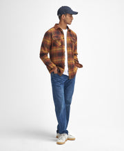 Load image into Gallery viewer, Model wearing Barbour Nevis Checked Tailored Shirt in Brown.
