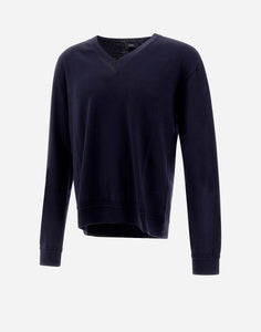 Herno Men's Wool V-Neck LS Sweater in Blue.