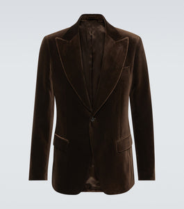 Lardini - Velvet Single-Breasted Blazer in Chocolate.