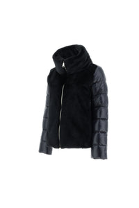 Herno - Bomber Jacket in Nylon Ultralight and Lady Faux Fur in Black.