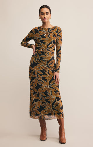 Model wearing ZSupply Spellbound Nox Floral Dress in Coconut.