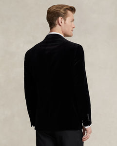 Model wearing POLO Ralph Lauren - Tailored Velvet Jacket in Black - back.