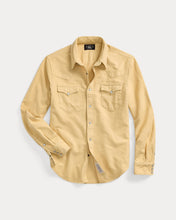 Load image into Gallery viewer, RRL - Chamois Western Shirt in Faded Yellow.
