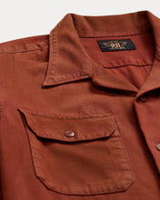 Load image into Gallery viewer, RRL - Long Sleeve Cotton Twill Holmes Camp Shirt in Brick.
