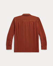 Load image into Gallery viewer, RRL - Long Sleeve Cotton Twill Holmes Camp Shirt in Brick - back.
