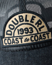 Load image into Gallery viewer, RRL - Nylon/Cotton Mesh &quot;Coast To Coast&quot; Patch Denim-bill Trucker Hat in Navy.
