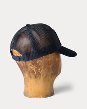 Load image into Gallery viewer, RRL - Nylon/Cotton Mesh &quot;Coast To Coast&quot; Patch Denim-bill Trucker Hat in Navy - back.
