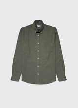 Load image into Gallery viewer, Sunspel - Button Down Flannel Shirt in Green Melange.
