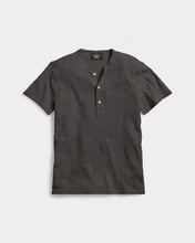 Load image into Gallery viewer, RRL - Waffle Knit S/SHenley Shirt in Faded Black Canvas.
