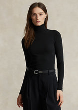 Load image into Gallery viewer, Model wearing Polo Ralph Lauren - Stretch Ribbed Turtleneck in Black.
