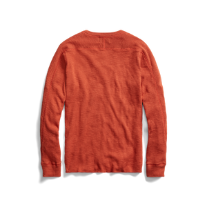 RRL - Long Sleeve Textured Cotton Waffle Knit Shirt in Orange - back.