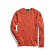 Load image into Gallery viewer, RRL - Long Sleeve Textured Cotton Waffle Knit Shirt in Orange.
