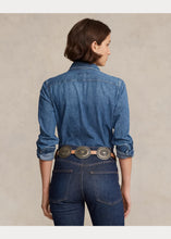 Load image into Gallery viewer, Model wearing Polo Ralph Lauren - Straight Fit Denim Shirt in Merced Wash - back.
