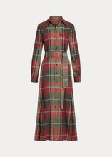 Load image into Gallery viewer, Polo Ralph Lauren - Belted Plaid Cotton-Blend Dress in Red Multi Plaid.
