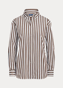 Polo Ralph Lauren - Relaxed Fit Striped Cotton Shirt in Brown/White Stripe.