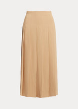 Load image into Gallery viewer, Polo Ralph Lauren - Satin Pleated A-Line Midi Skirt in Camel.
