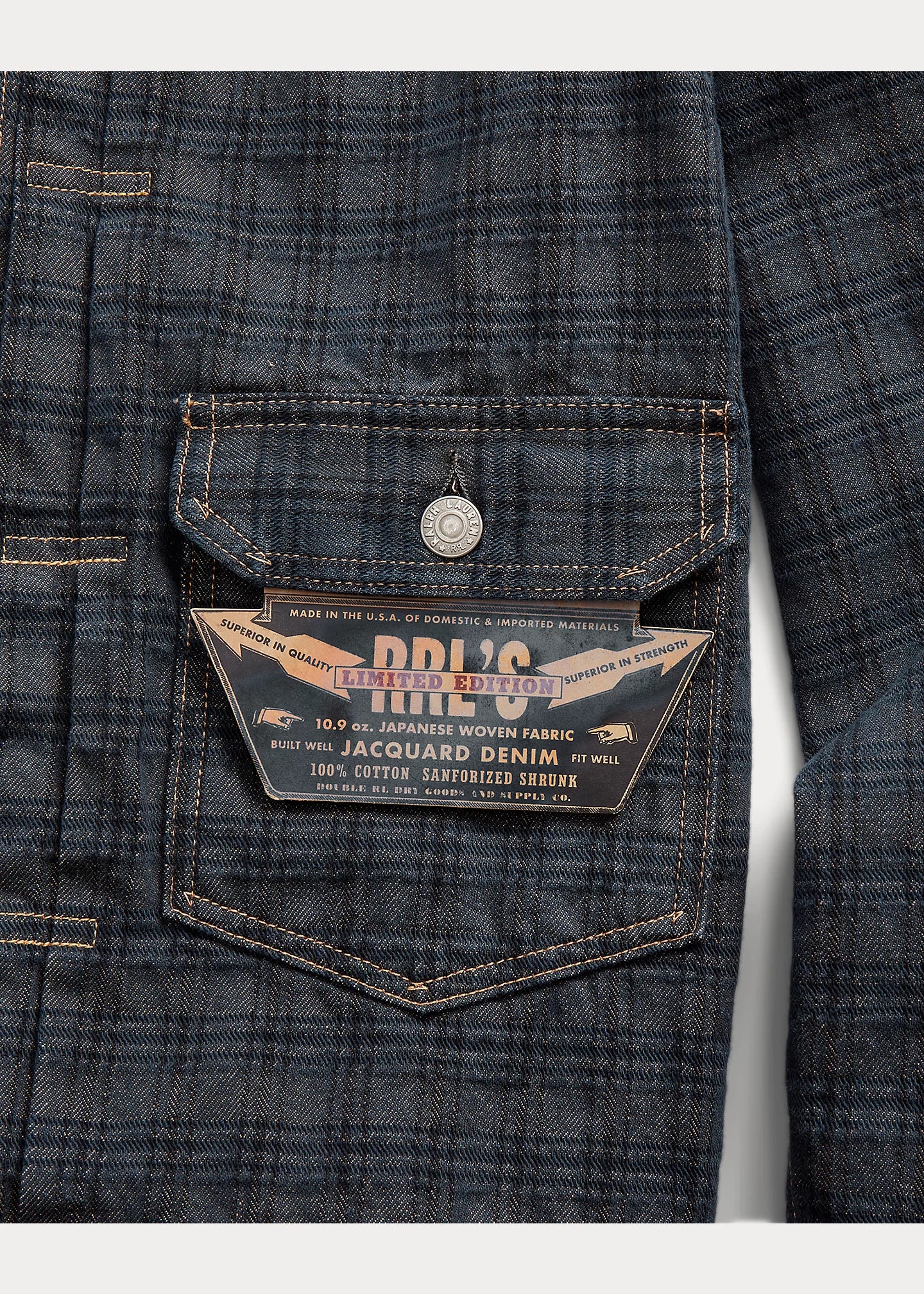 RRL - Limited Edition Jacquard Denim Jacket in Nightford Wash.