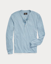 Load image into Gallery viewer, RRL - Garment-Dyed Waffle Knit Henley Shirt in Blue Heather.
