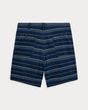 Load image into Gallery viewer, RRL - Indigo Striped Dobby Short in Multi Indigo Stripe - back.
