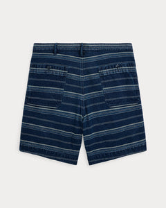 RRL - Indigo Striped Dobby Short in Multi Indigo Stripe - back.