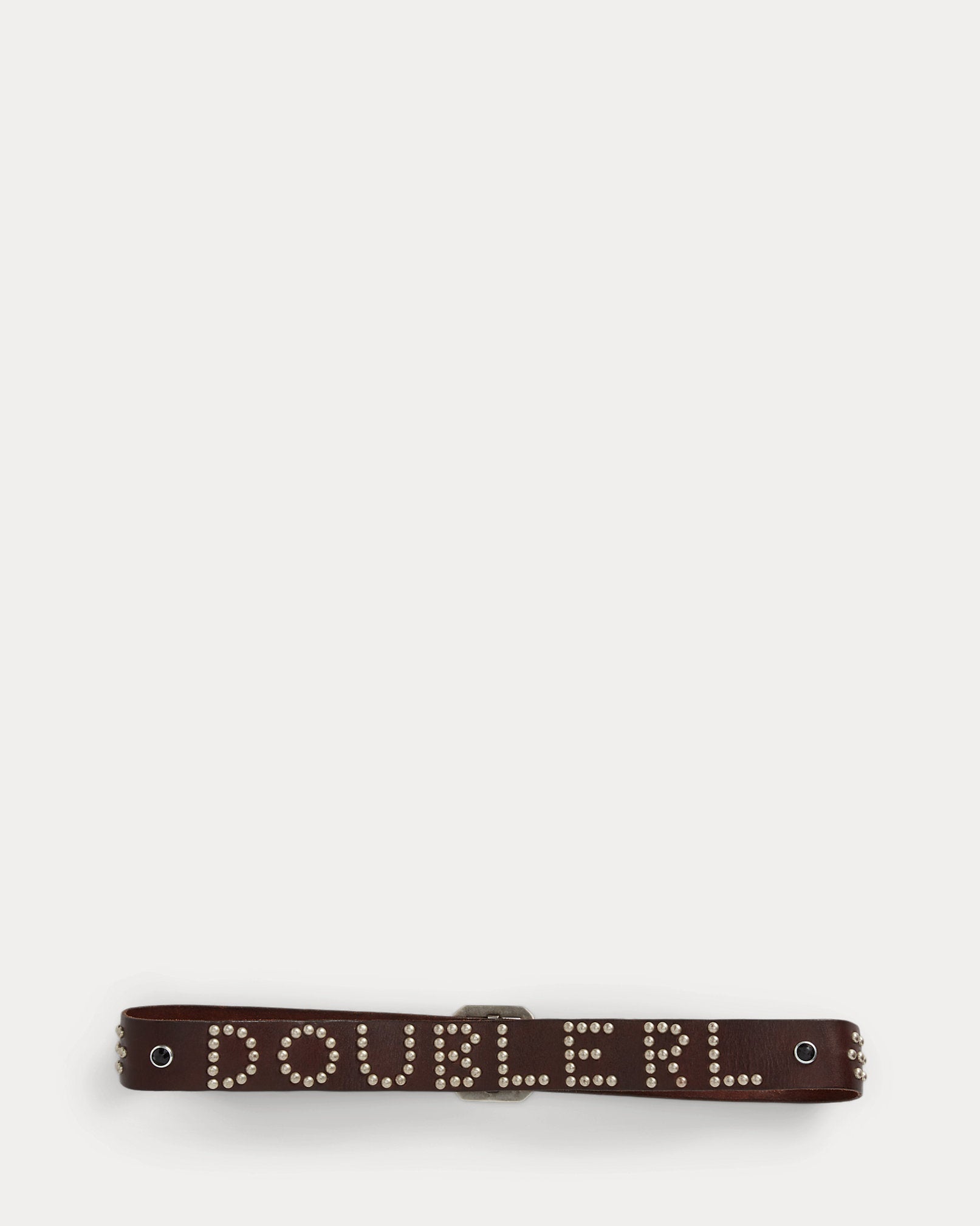 RRL - Wylder Leather Studded-Logo Belt in Dark Brown.