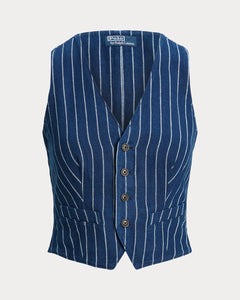 Polo Ralph Lauren - Pinstripe Linen/Cotton Vest in Navy.