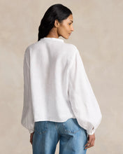 Load image into Gallery viewer, Model wearing Polo Ralph Lauren - Linen Blouse in White - back.
