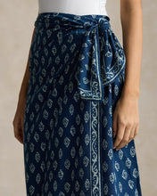 Load image into Gallery viewer, Model wearing Polo Ralph Lauren - Printed Cotton Wrap Skirt in Navy/Bell Floral.
