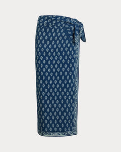 Polo Ralph Lauren - Printed Cotton Wrap Skirt in Navy/Bell Floral.