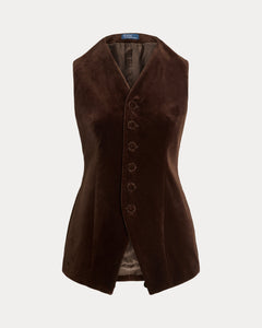 Polo Ralph Lauren - Long Velvet Vest in Circuit Brown.