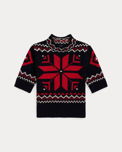 Polo Ralph Lauren - Snowflake-Motif S/S Sweater in Navy/Red Multi.