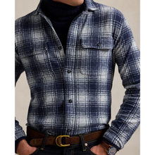 Load image into Gallery viewer, Model wearing POLO Ralph Lauren - LS Knit Flannel Button-Down Sportshirt in Navy.
