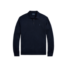 Load image into Gallery viewer, POLO Ralph Lauren - LS Merino Wool Button Placket Polo Sweater in Hunter Blue.
