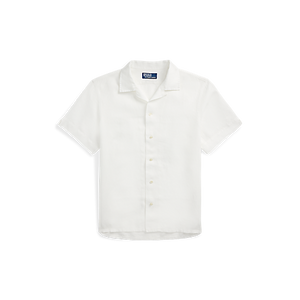 POLO Ralph Lauren - SS Garment Dyed Slubby Linen Andy Camp Shirt in Ceramic White.