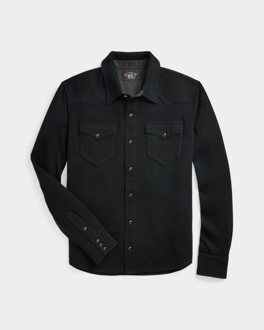 RRL - Wool-Cashmere Western Shirt Sweater in Black.