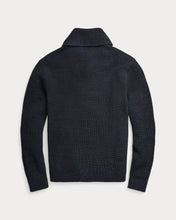 Load image into Gallery viewer, RRL - Cotton Shawl-Collar Cardigan in Dark Navy Heather - back.
