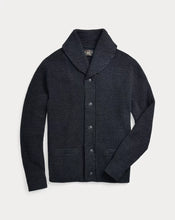 Load image into Gallery viewer, RRL - Cotton Shawl-Collar Cardigan in Dark Navy Heather.
