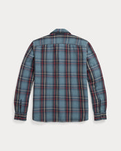 Load image into Gallery viewer, RRL - Plaid Twill Workshirt in Blue/Red/Multi Plaid -back.
