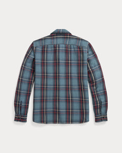 RRL - Plaid Twill Workshirt in Blue/Red/Multi Plaid -back.